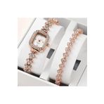 DARK BLANC Rose Gold Renk Kare Vintage Taşlı Kol Saati