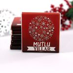 Dark Brown 48 Adet Yılbaşı Yeni Yıl Tebrik Çikolatası MUTLU YILLAR Hediyelik Madlen