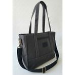Dark Cotton Mumlu Kanvas Tote Omuz Çantası (Ek Uzun Askı) - Siyah