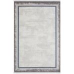 Dark Dk012m Gri Halı Lacivert Kenar Çerçeveli Geometrik Detaylı Akrilik Tozuaz Modern Salon Halısı 100 X 200 A.grı-Mavı
