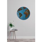 Dark Flamingo El Yapımı Üç Boyutlu Mandala Dünya Haritası Ahşap Duvar Süsü 50 x 50
