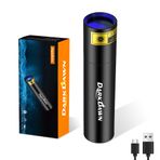 DARKDAWN UV el feneri 365nm ışık, siyah ışık mini şarj edilebilir, Woodsche lamba taşınabilir LED ultraviyole 370nm evcil hayvan idrar dedektörü, lekeler, para, kehribar, sızıntı tespiti, UV filtreli