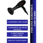 Darkforce 5500 Turbo Profesyonel Fön Makinesi 2400 Watt + Vigo Başlık - Siyah