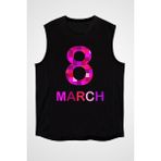 Darkhane 8 Mart Dünya Kadınlar Günü Siyah Unisex Kolsuz Tişört Kesik Kol T-Shirt - 001-Siyah - 2XL