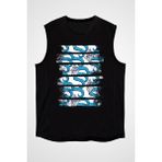 Darkhane Ahtapot Kolu Baby Ahtapot Siyah Unisex Kolsuz Tişört Kesik Kol T-Shirt - 001-Siyah - 2XL