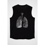 Darkhane Akciğerler Siyah Unisex Kolsuz Kesik Kol T-Shirt - 001-Siyah - M