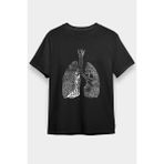 Darkhane Akciğerler Siyah Unisex Tişört T-Shirt - 001-Siyah