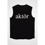 Darkhane Aktör Siyah Unisex Kolsuz Tişört Kesik Kol T-Shirt - 001-Siyah - 2XL
