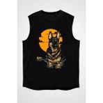 Darkhane Alman Kurdu Siyah Unisex Kolsuz Kesik Kol T-Shirt - 001-Siyah - XS