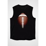 Darkhane Amerikan Futbolu - American Football Siyah Unisex Kolsuz Tişört Kesik Kol T-Shirt - 001-Siyah