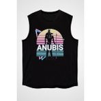 Darkhane Anubis Siyah Unisex Kolsuz Kesik Kol T-Shirt - 001-Siyah - XS