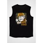 Darkhane Arkeolog Siyah Unisex Kolsuz Tişört Kesik Kol T-Shirt - 001-Siyah - M
