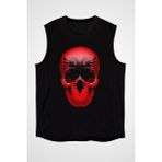 Darkhane Arnavutluk Kurukafa Siyah Unisex Kolsuz Tişört Kesik Kol T-Shirt - 001-Siyah