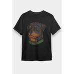 Darkhane Asil Köpek Rottweiler Siyah Unisex Tişört T-Shirt - 001-Siyah - XL