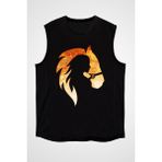 Darkhane At ve Kız Siyah Unisex Kolsuz Tişört Kesik Kol T-Shirt - 001-Siyah