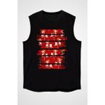 Darkhane Atlı Karınca Geyik Siyah Unisex Kolsuz Tişört Kesik Kol T-Shirt - 001-Siyah - 2XL