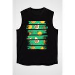 Darkhane Avokado Siyah Unisex Kolsuz Tişört Kesik Kol T-Shirt - 001-Siyah