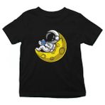 Darkhane Ayda Kitap Okuyan Astronot Siyah Unisex Çocuk Tişört T-Shirt - 001-Siyah - 3 - 4 Yaş