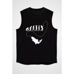 Darkhane Balıkçı Balıkçılık Siyah Unisex Kolsuz Tişört Kesik Kol T-Shirt - 001-Siyah - 2XL