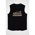 Darkhane Balıkçı Evrimi Siyah Unisex Kolsuz Tişört Kesik Kol T-Shirt - 001-Siyah - XL