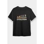 Darkhane Balıkçı Evrimi Siyah Unisex Tişört T-Shirt - 001-Siyah - XS