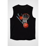 Darkhane Basketbol Potası Siyah Unisex Kolsuz Tişört Kesik Kol T-Shirt - 001-Siyah - XL
