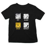Darkhane Bateri Eat Sleep Drum Siyah Unisex Çocuk Tişört T-Shirt - 001-Siyah - 9 - 10 Yaş