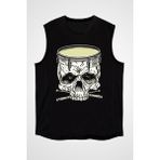 Darkhane Bateri Kuru Kafa Siyah Unisex Kolsuz Kesik Kol T-Shirt - 001-Siyah - 2XL