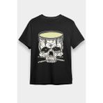 Darkhane Bateri Kuru Kafa Siyah Unisex Tişört T-Shirt - 001-Siyah