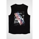 Darkhane Bateri Siyah Unisex Kolsuz Kesik Kol T-Shirt - 001-Siyah - XS