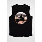 Darkhane Bateri Siyah Unisex Kolsuz Kesik Kol T-Shirt - 001-Siyah