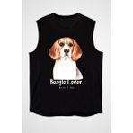 Darkhane Beagle Sever Siyah Unisex Kolsuz Tişört Kesik Kol T-Shirt - 001-Siyah - XL