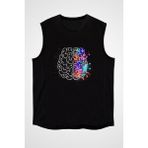 Darkhane Beynin Sağ ve Sol Lobları Siyah Unisex Kolsuz Tişört Kesik Kol T-Shirt - 001-Siyah - XL