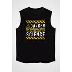 Darkhane Bilim Tehlikeli Siyah Unisex Kolsuz Tişört Kesik Kol T-Shirt - 001-Siyah