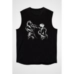 Darkhane Boks Siyah Unisex Kolsuz Tişört Kesik Kol T-Shirt - 001-Siyah - 2XL