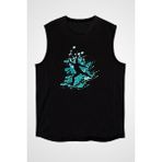 Darkhane Buz Pateni Siyah Unisex Kolsuz Tişört Kesik Kol T-Shirt - 001-Siyah