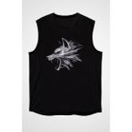 Darkhane Canavar Kurt Siyah Unisex Kolsuz Tişört Kesik Kol T-Shirt - 001-Siyah