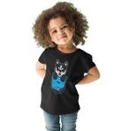 Darkhane Cepteki Sibirya Kurdu Husky Haski Siyah Unisex Çocuk Tişört T-Shirt - 001-Siyah - 3 - 4 Yaş