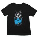 Darkhane Cepteki Sibirya Kurdu Husky Haski Siyah Unisex Çocuk Tişört T-Shirt - 001-Siyah - 5 - 6 Yaş