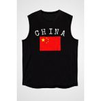 Darkhane Çin Siyah Unisex Kolsuz Tişört Kesik Kol T-Shirt - 001-Siyah - XL
