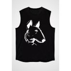 Darkhane Çizim Bull Teriyer Siyah Unisex Kolsuz Tişört Kesik Kol T-Shirt - 001-Siyah - XS