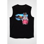 Darkhane Dağlardaki Sibirya Kurdu Husky Haski Siyah Unisex Kolsuz Kesik Kol T-Shirt - 001-Siyah - XS