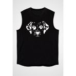 Darkhane Damalı Dalmaçyalı Siyah Unisex Kolsuz Tişört Kesik Kol T-Shirt - 001-Siyah - 2XL