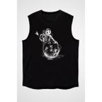 Darkhane Dansçı Astronot Siyah Unisex Kolsuz Tişört Kesik Kol T-Shirt - 001-Siyah - XL