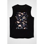 Darkhane Deniz Yıldızı Mercanı Siyah Unisex Kolsuz Kesik Kol T-Shirt - 001-Siyah - XS