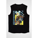 Darkhane Destroyer Siyah Unisex Kolsuz Tişört Kesik Kol T-Shirt - 001-Siyah - XL