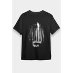 Darkhane Doğa ve Kurt Siyah Unisex Tişört T-Shirt - 001-Siyah - XS