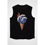 Darkhane Dondurmacı Siyah Unisex Kolsuz Tişört Kesik Kol T-Shirt - 001-Siyah