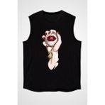 Darkhane El Aynası ve Makyaj Fashion Siyah Unisex Kolsuz Tişört Kesik Kol T-Shirt - 001-Siyah - XL