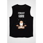 Darkhane Etolojist Guru Siyah Unisex Kolsuz Tişört Kesik Kol T-Shirt - 001-Siyah